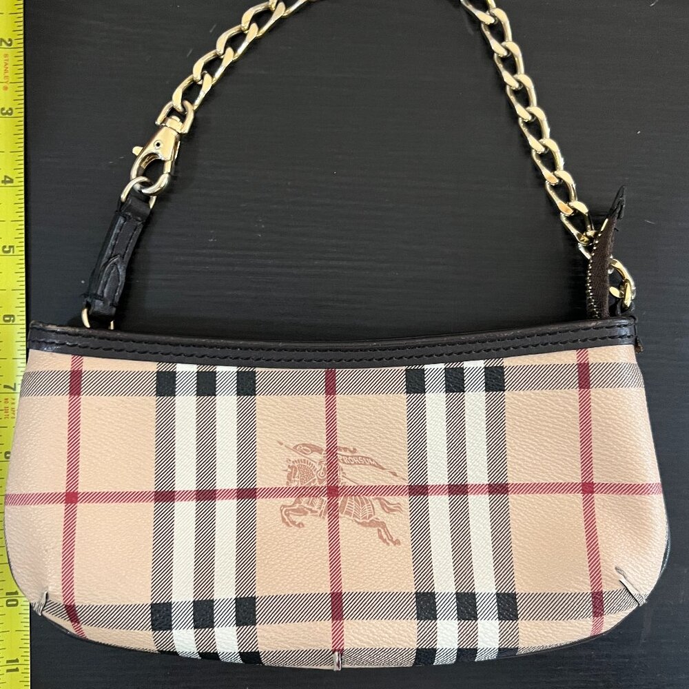 Burberry Haymarket check Clara chain wristlet/shoulder bag, EUC